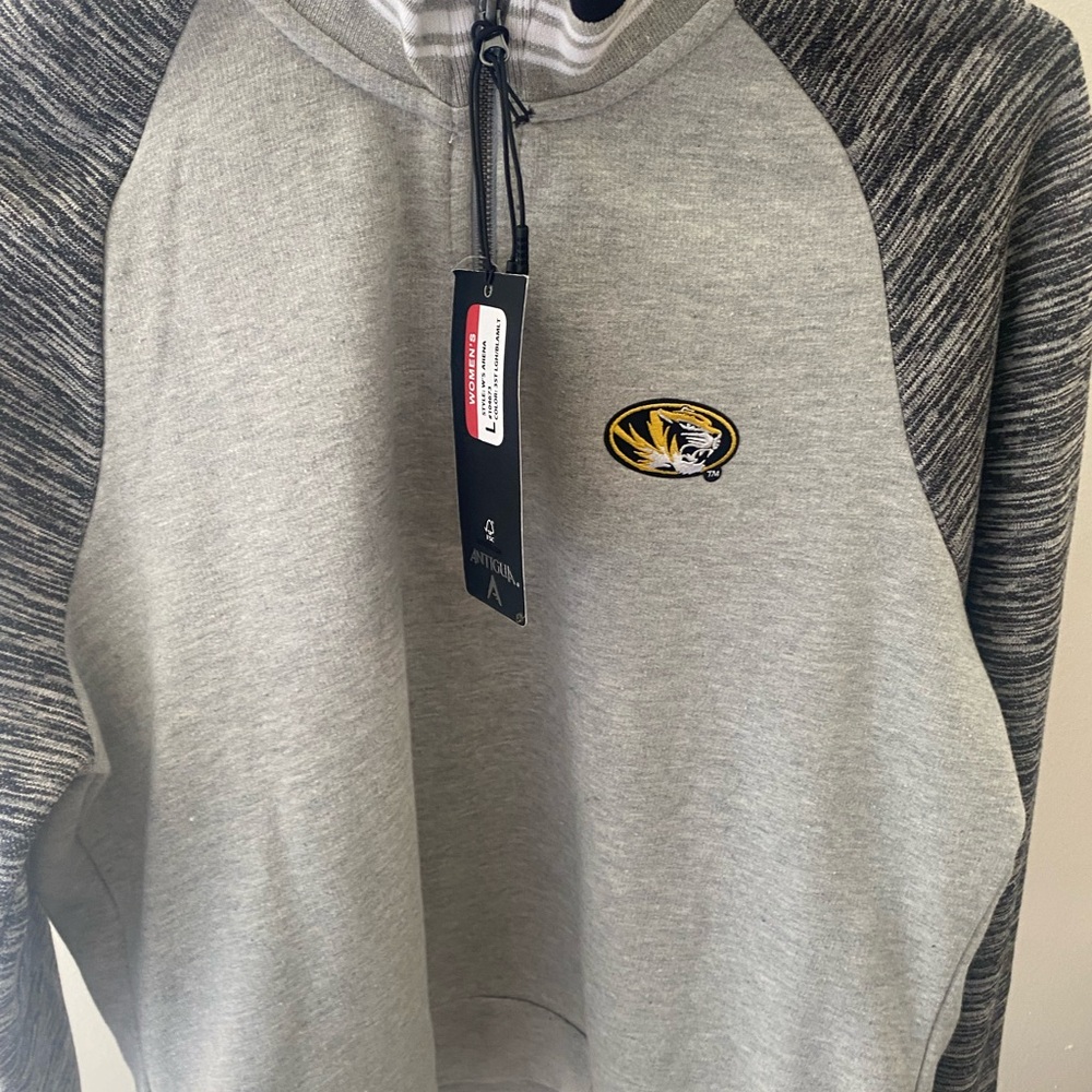 Mizzou Gray and Black V-Neck Sweater